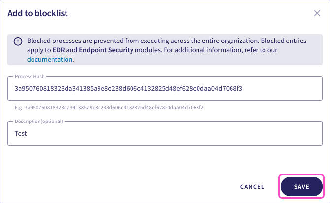 Add to blocklist dialog