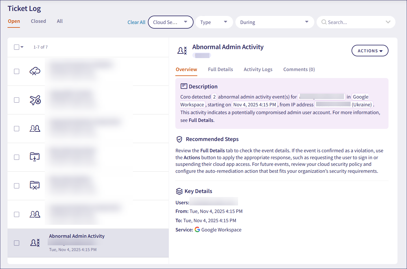 Abnormal Admin Activities