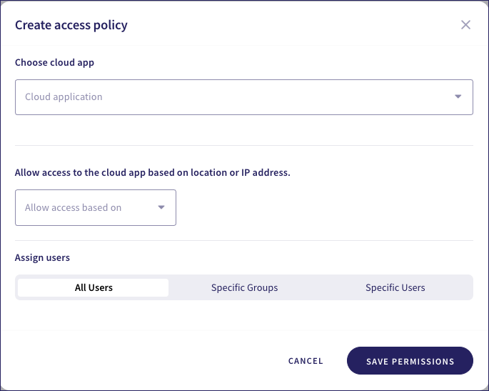 Create access policy dialog