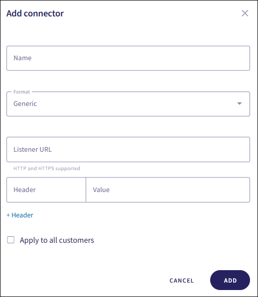 Generic webhook connector dialog