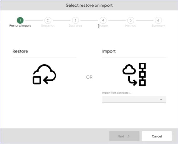 Restore dialog