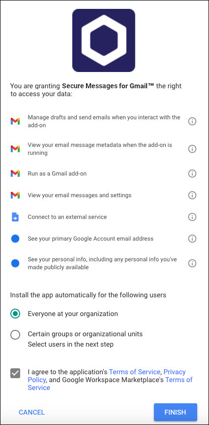 Google Workspace Marketplace's terms of service