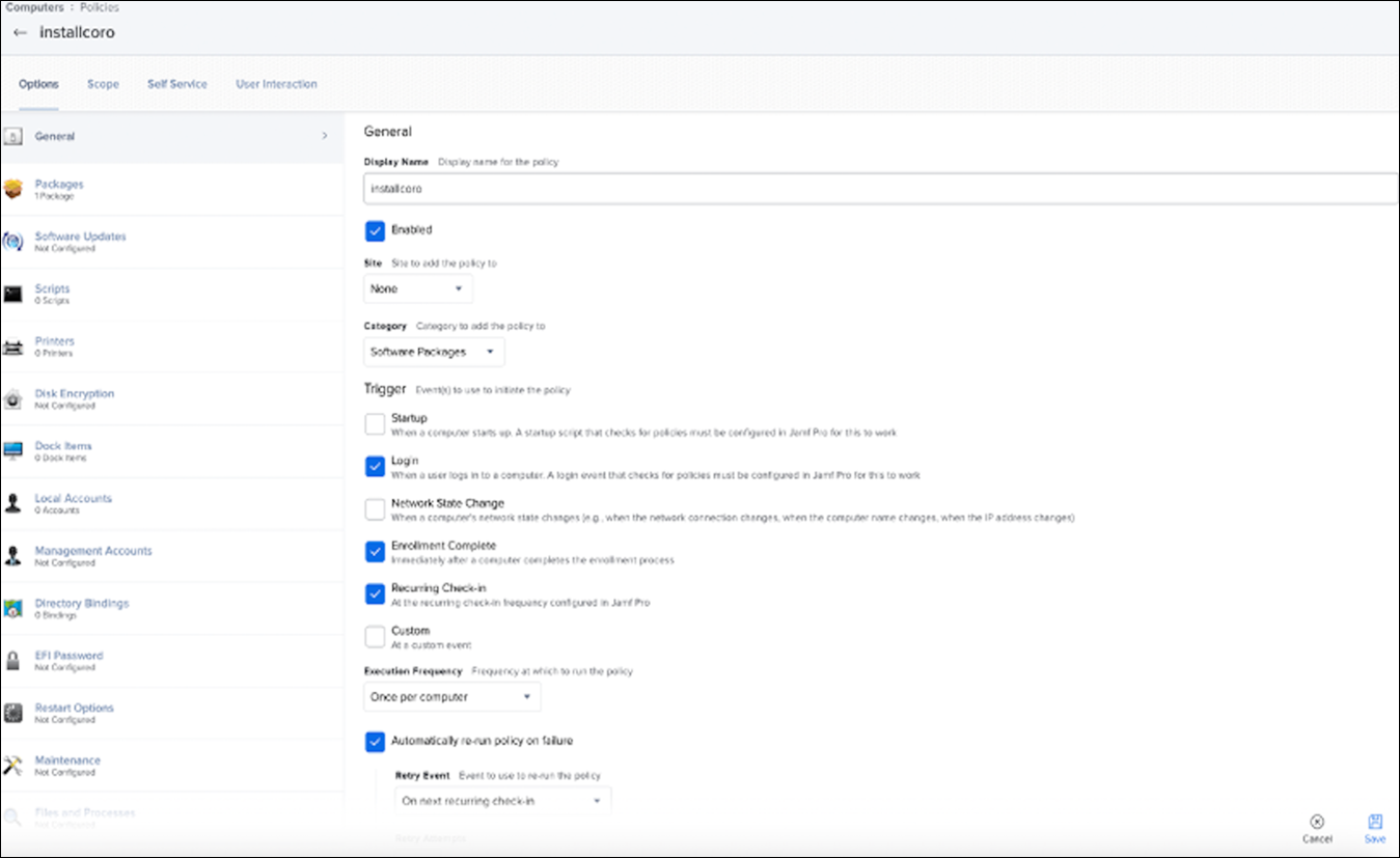 Auto rerun policy on failure