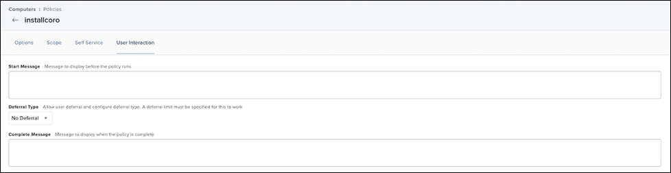JAMF Pro User Interaction tab