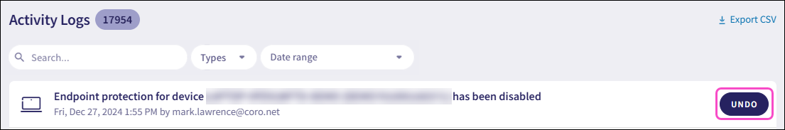 Device disable protection undo