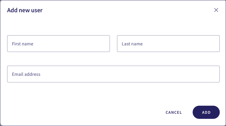 Add new user dialog