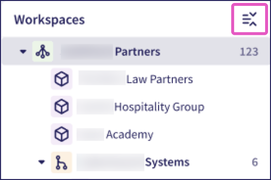 Workspace hierarchy expand or collapse all
