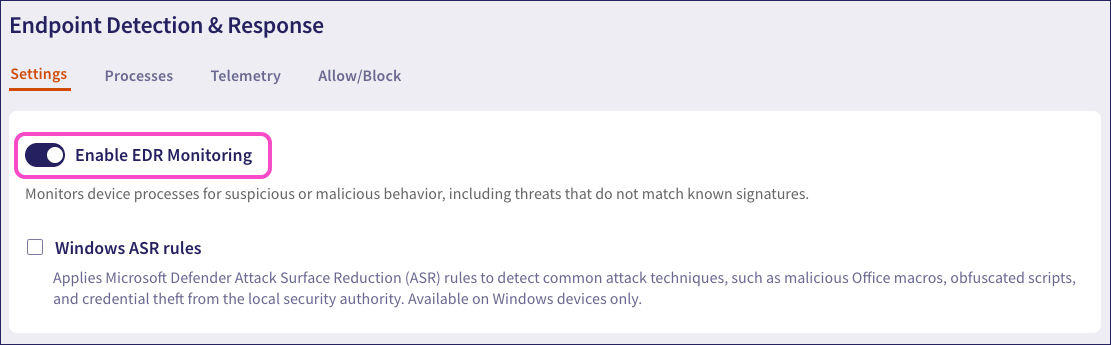 Enable EDR Enforcement