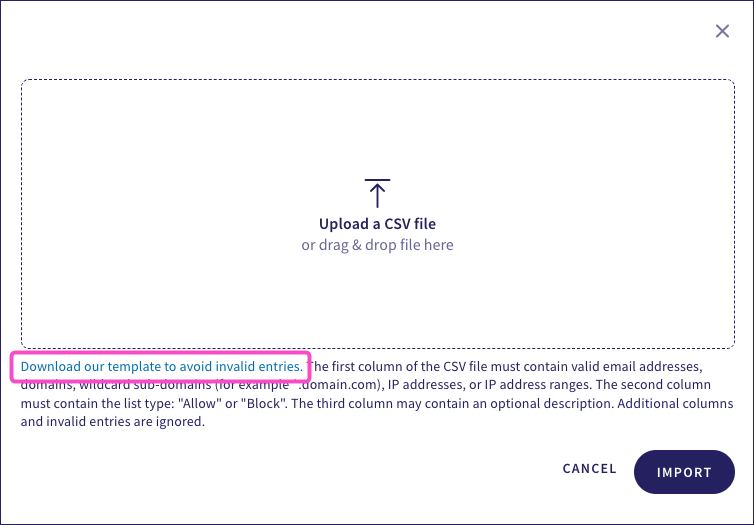 CSV template file link