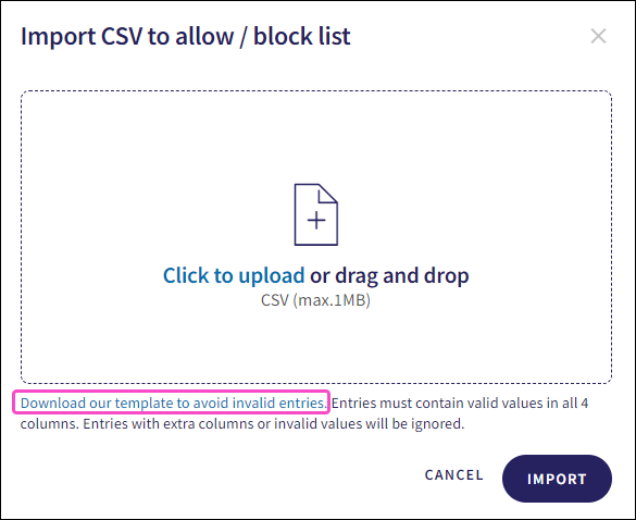 CSV template file link