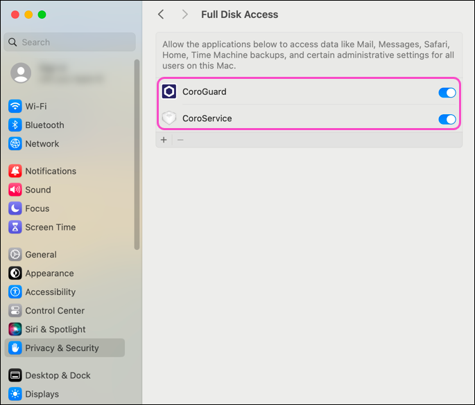 macOS full disk access