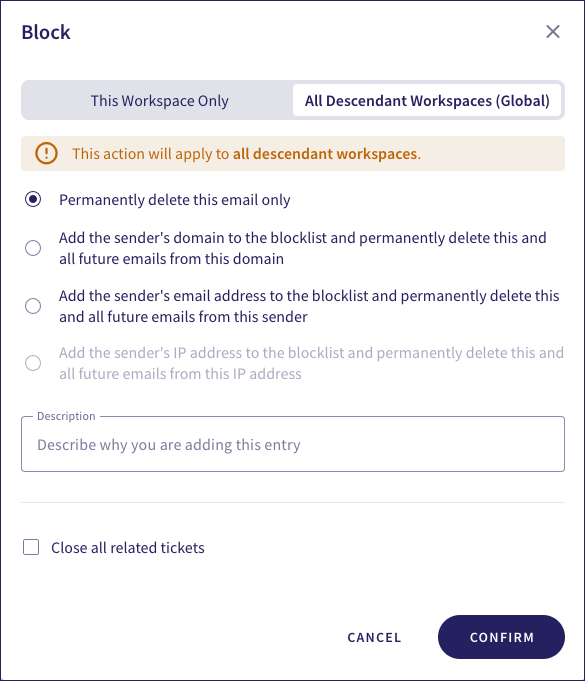 Block dialog - all descendant workspaces