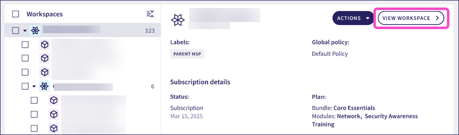 Hierarchy view view workspace