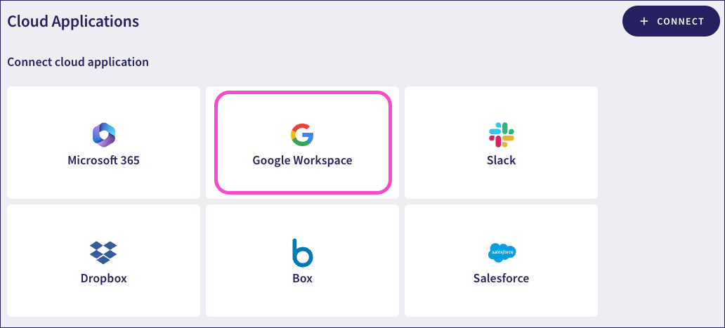 Cloud Applications screen