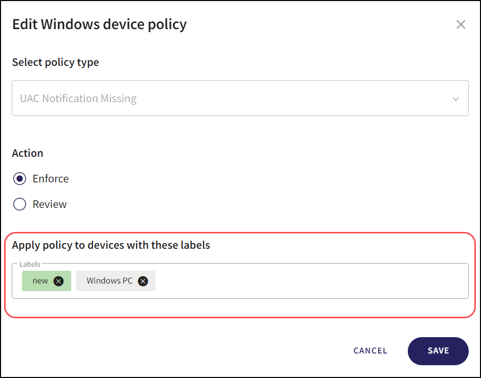 Edit Windows device policy