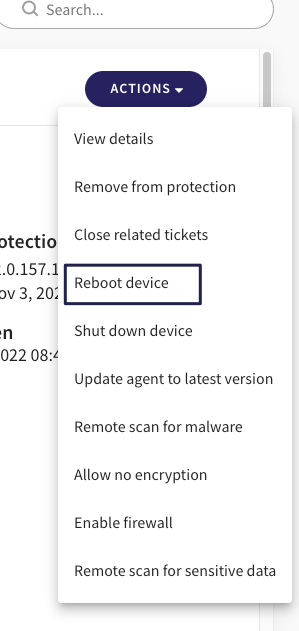Reboot device action