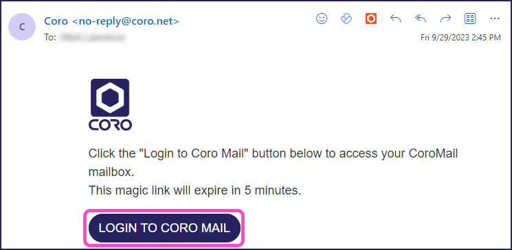 Coro email encryption sign-in