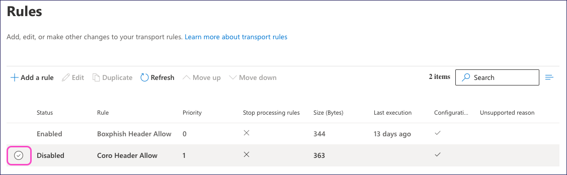 Enabling your disabled new rule