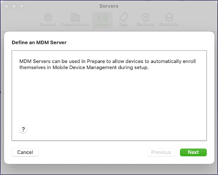 Apple configurator define server wizard