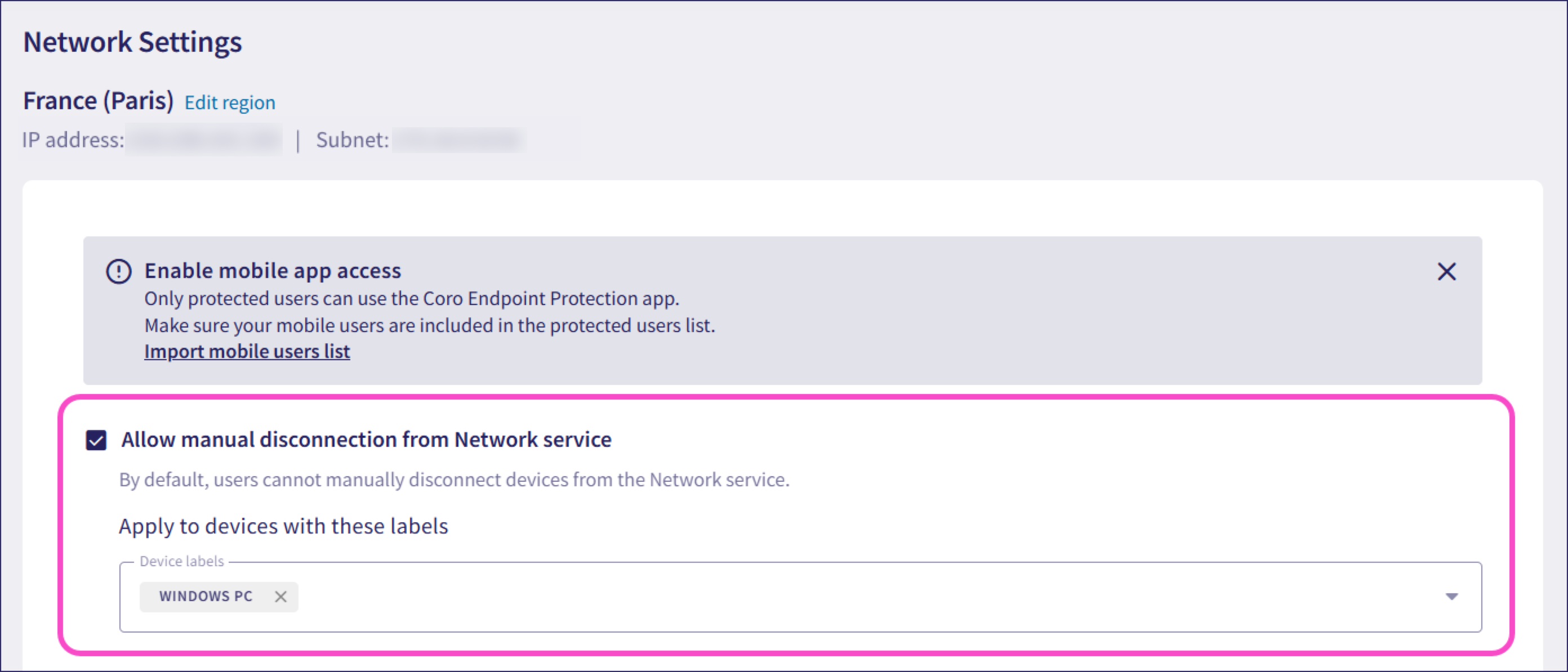 Manually disconnect from VPN