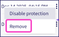 Protected users menu remove option