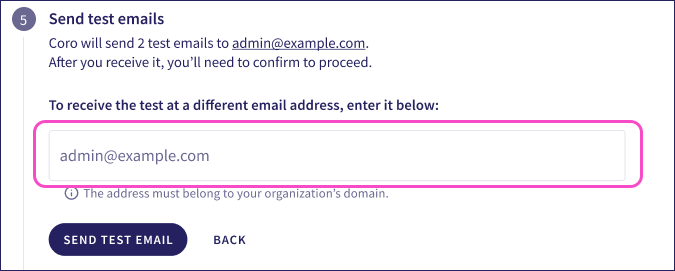 SAT activate dialog step 5 - alternate email recipient address
