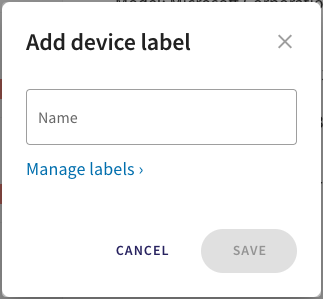 Add device label dialog