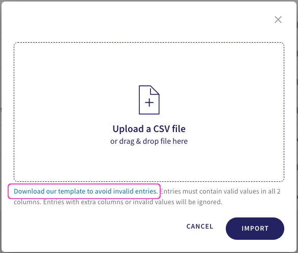 CSV template file link