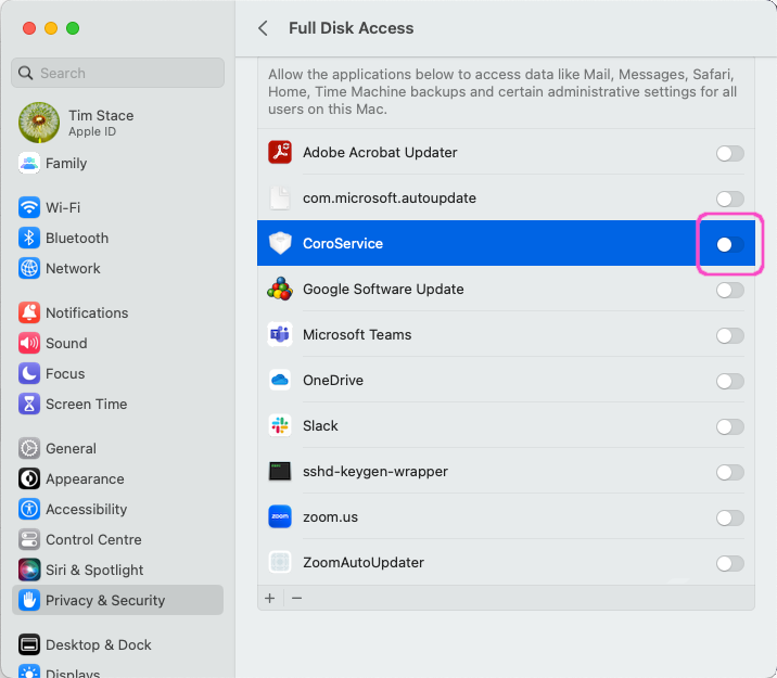 macOS full disk access