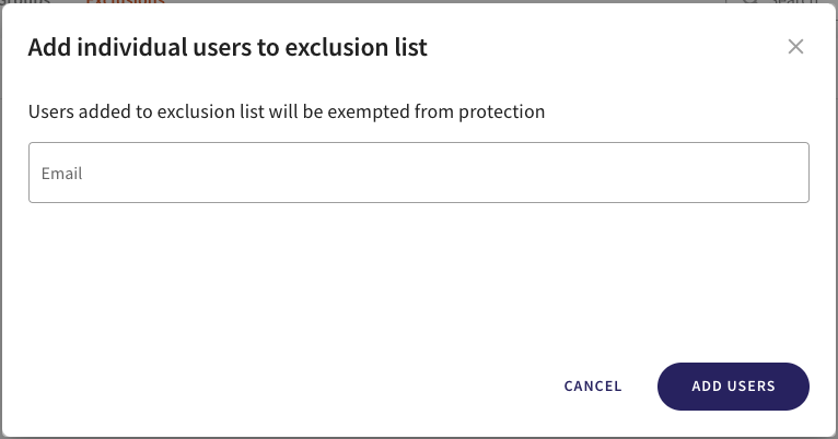 Add exclusion dialog