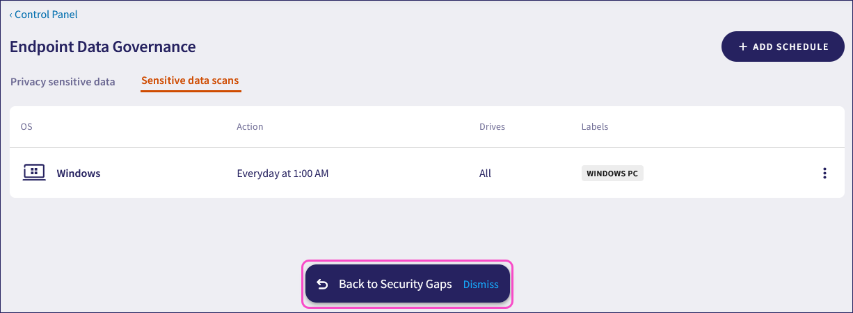 Global security gap fix manually back button