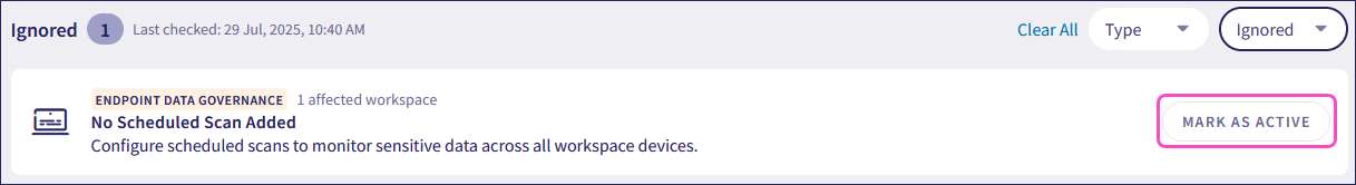 Security gap mark active