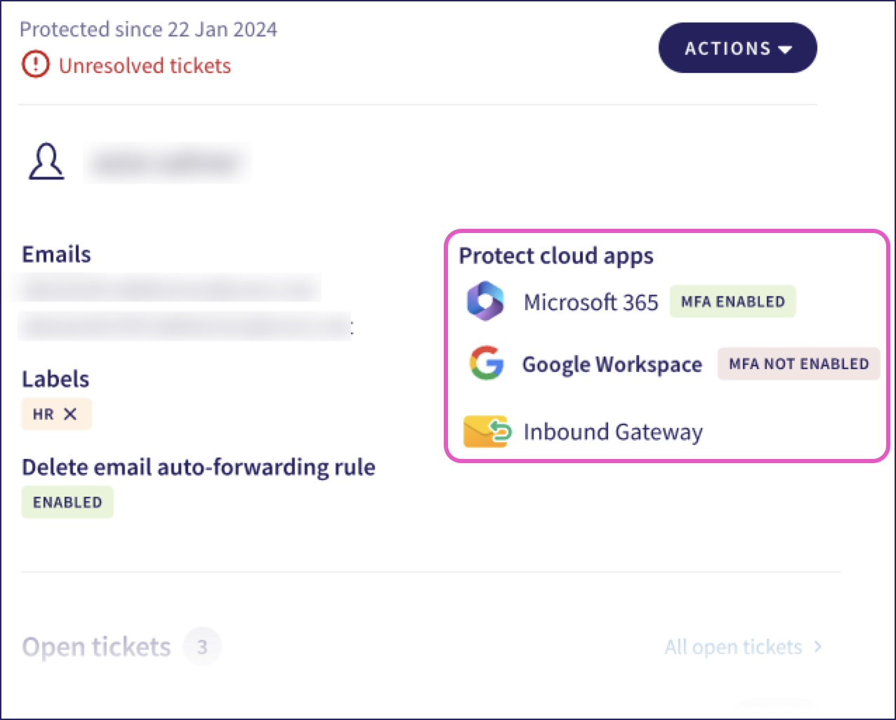 MFA enabled or disabled indicators