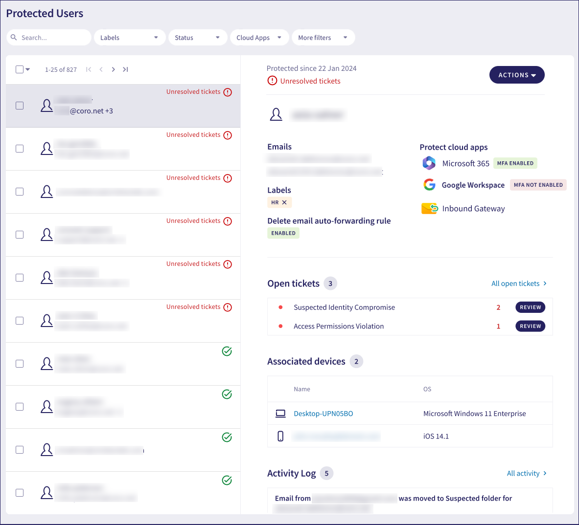 Users list