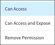 Permissions menu