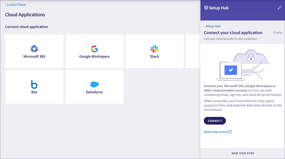 Setup Hub connect cloud app