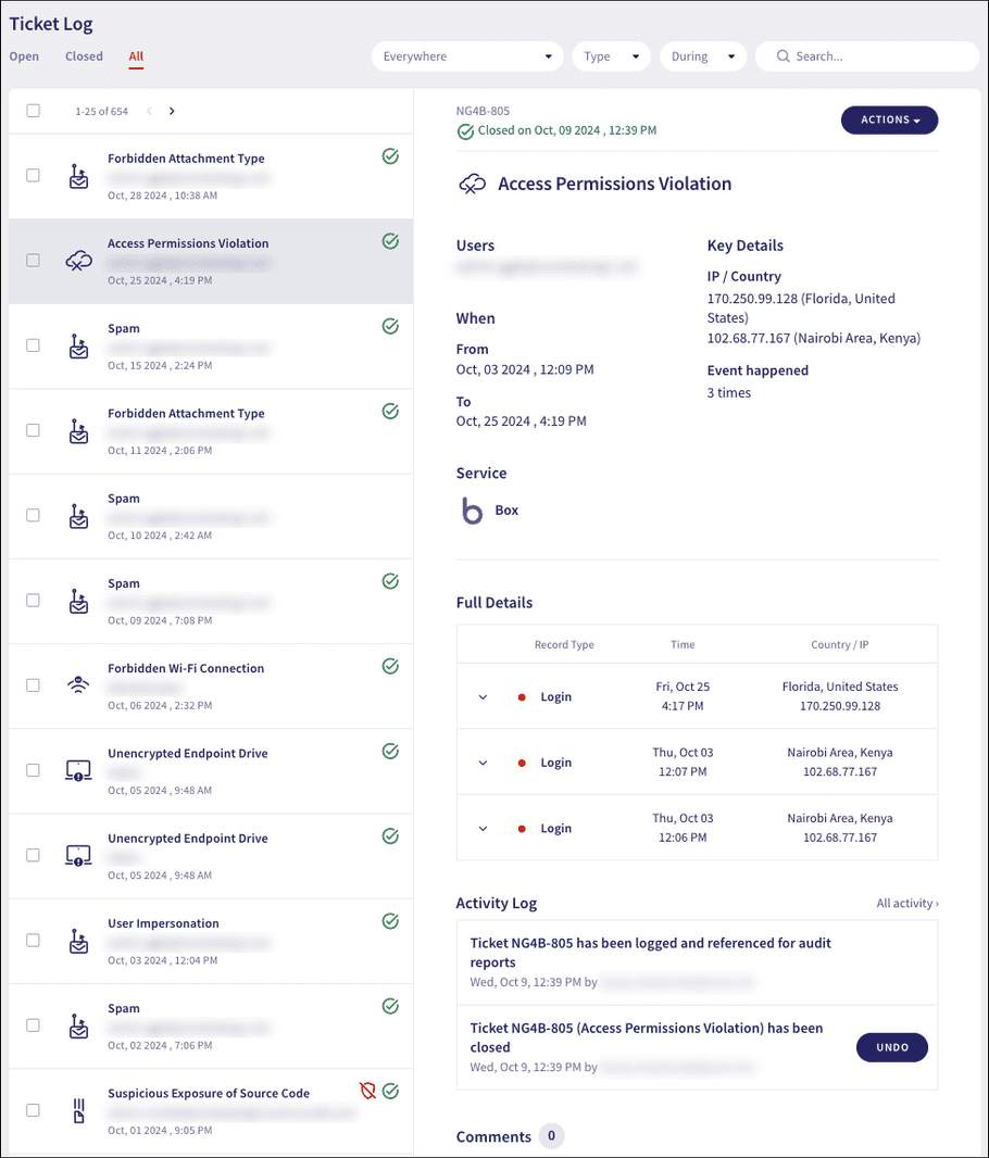 Ticket Log