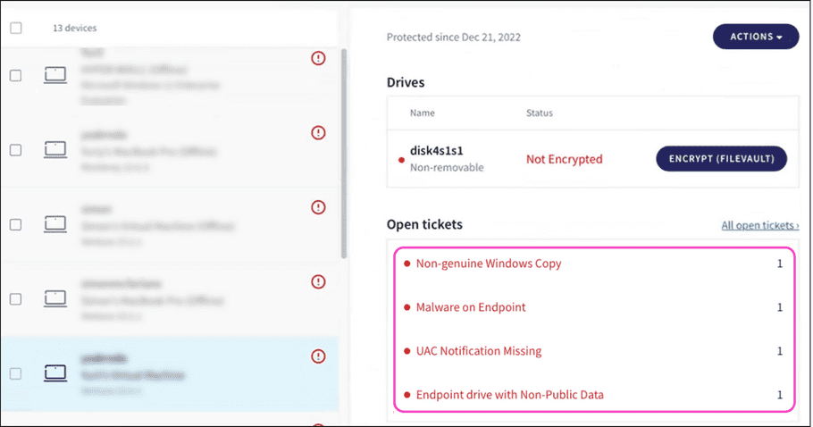 Sensitive data scan tickets