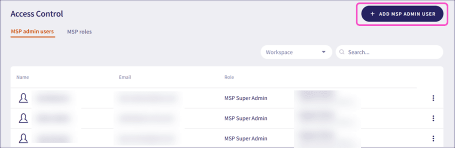 add MSP admin user button