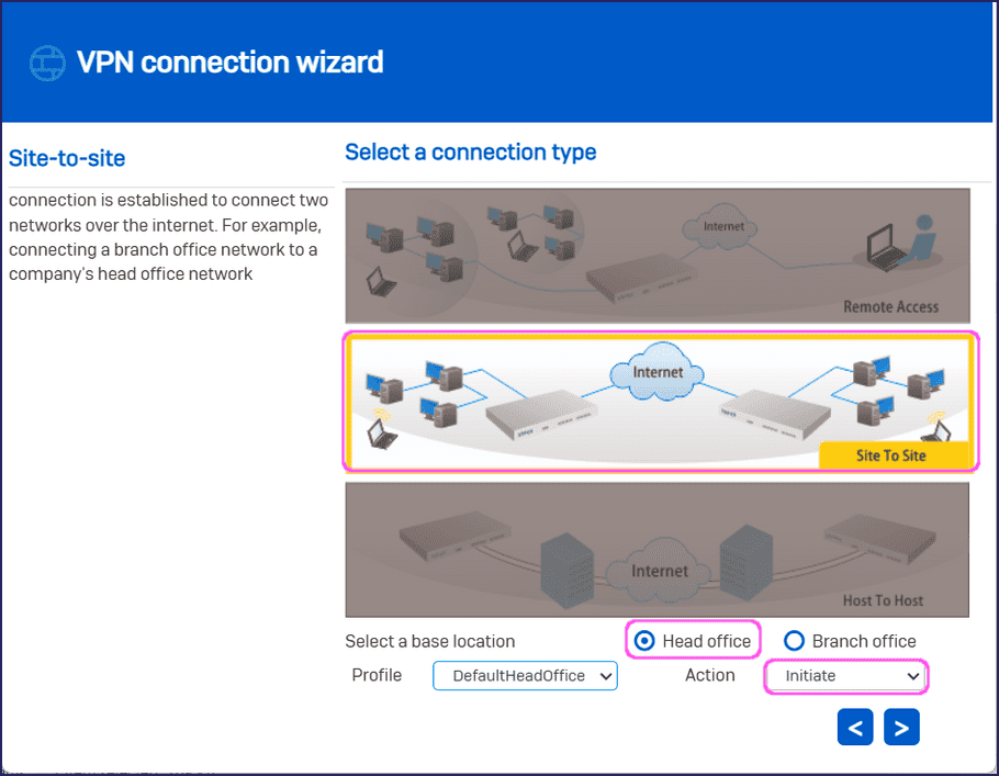 VPN connection wizard - connection type