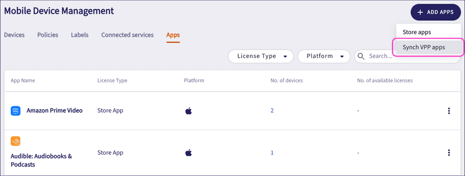 Synchronize VPP apps