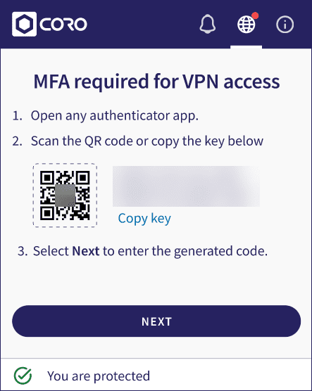 MFA setup