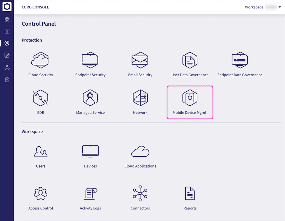 Accessing MDM from the Control panel