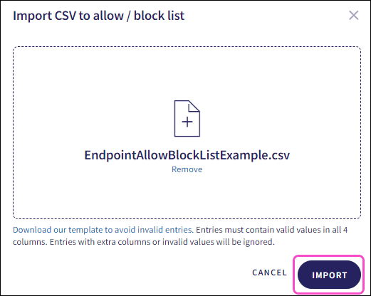 Import CSV file