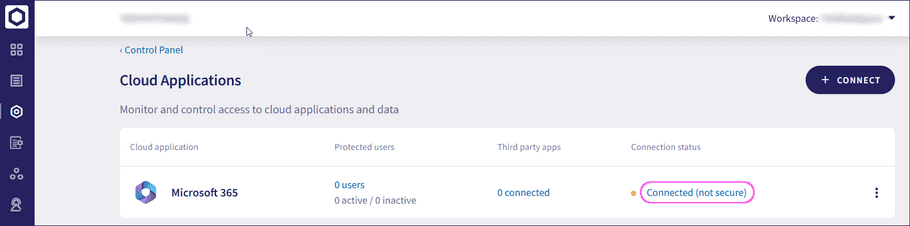 Cloud application connection status