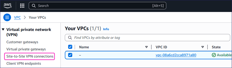 Site-to-Site VPN connections
