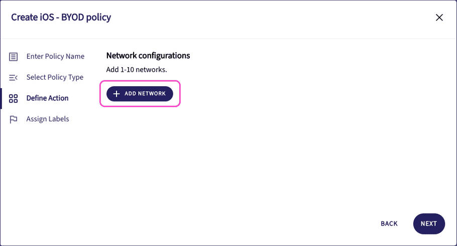 Setting network policy parameters