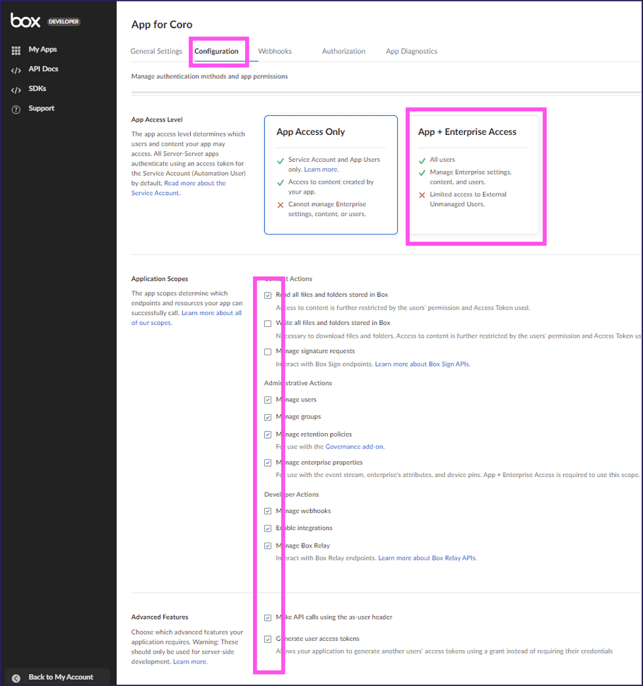 App enterprise scopes