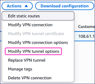 Modify VPN Tunnel options
