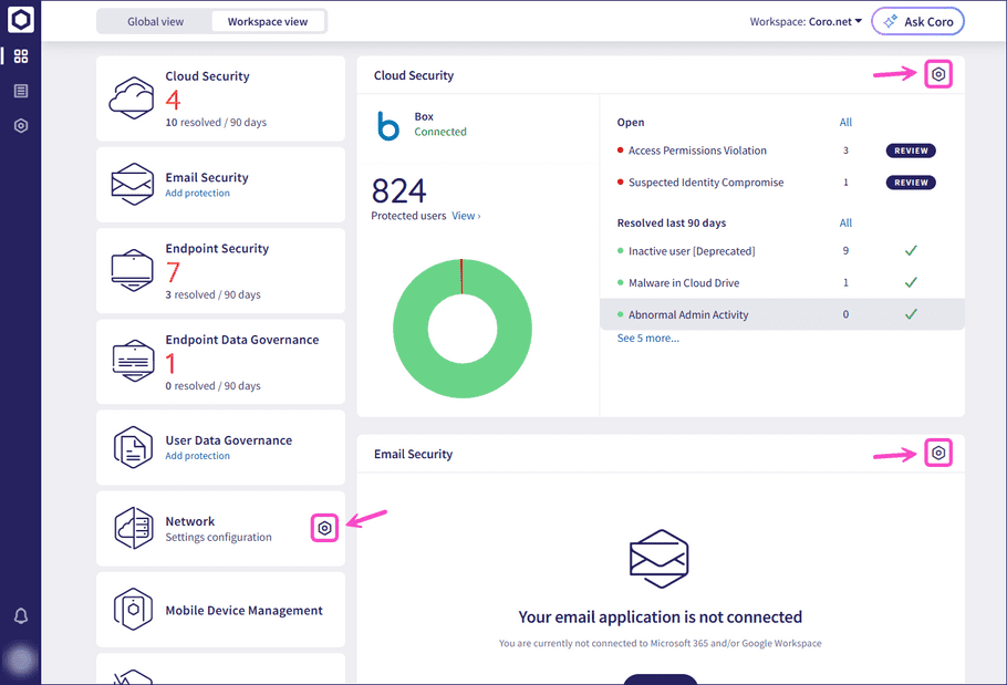 Accessing Control Panel pages for components